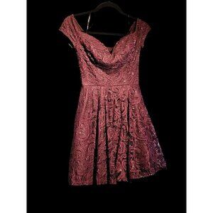 B-Smart Above Knee Burgundy Sparkly Dress Juniors Size 3